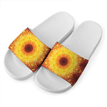 Sun Fire Kaleidoscope Print White Slide Sandals