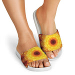 Sun Fire Kaleidoscope Print White Slide Sandals