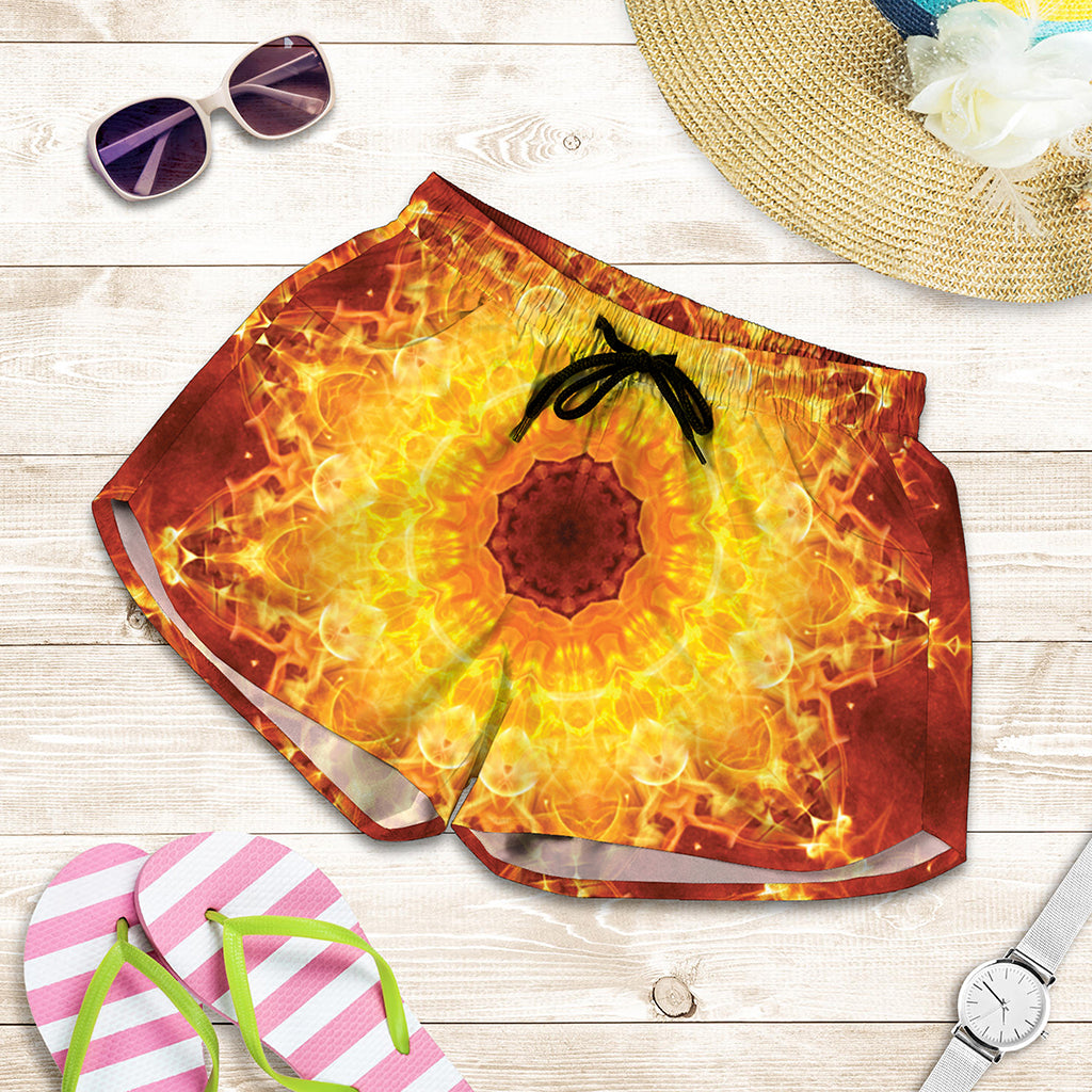 Sun Fire Kaleidoscope Print Women's Shorts