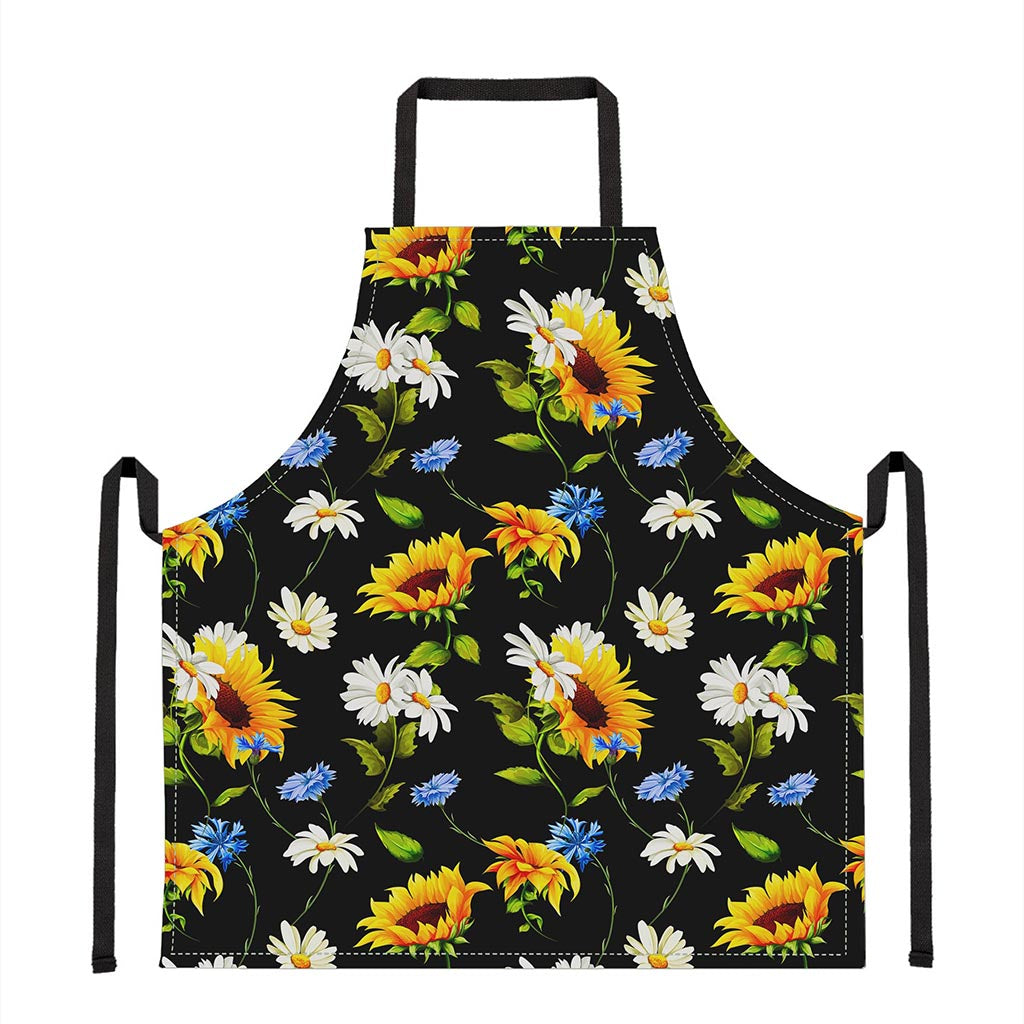 Sunflower Chamomile Pattern Print Apron