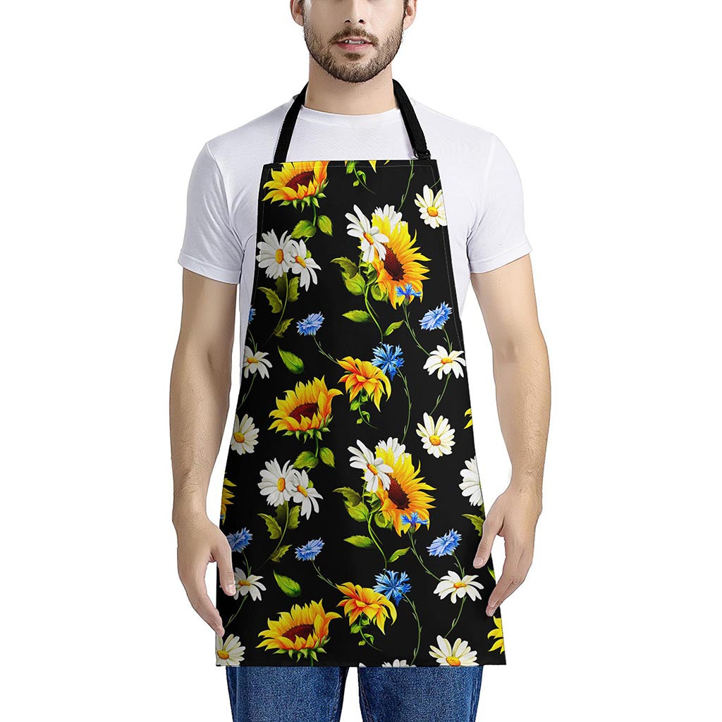 Sunflower Chamomile Pattern Print Apron