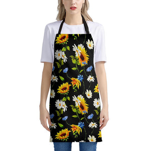 Sunflower Chamomile Pattern Print Apron