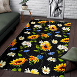 Sunflower Chamomile Pattern Print Area Rug GearFrost