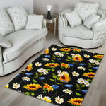 Sunflower Chamomile Pattern Print Area Rug GearFrost