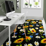 Sunflower Chamomile Pattern Print Area Rug GearFrost