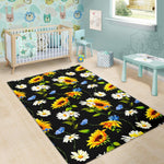 Sunflower Chamomile Pattern Print Area Rug GearFrost