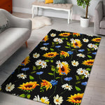 Sunflower Chamomile Pattern Print Area Rug GearFrost