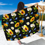 Sunflower Chamomile Pattern Print Beach Sarong Wrap