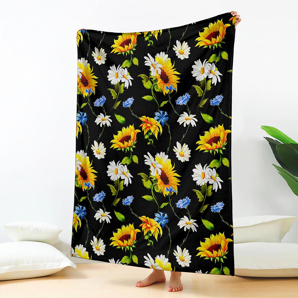 Sunflower Chamomile Pattern Print Blanket