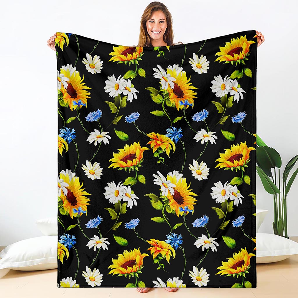Sunflower Chamomile Pattern Print Blanket