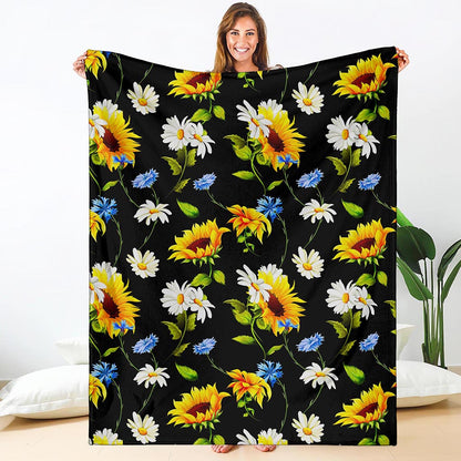 Sunflower Chamomile Pattern Print Blanket