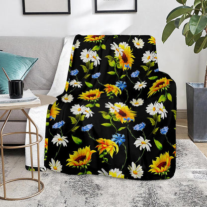 Sunflower Chamomile Pattern Print Blanket