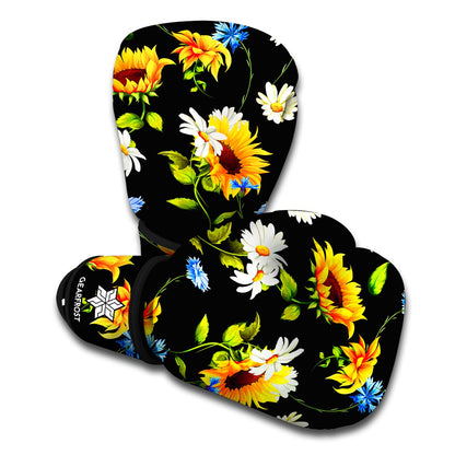 Sunflower Chamomile Pattern Print Boxing Gloves