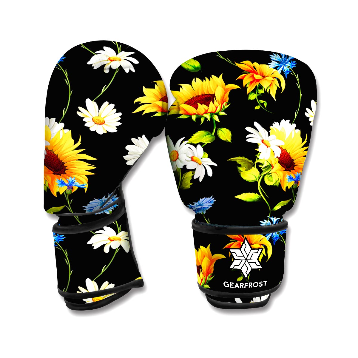 Sunflower Chamomile Pattern Print Boxing Gloves