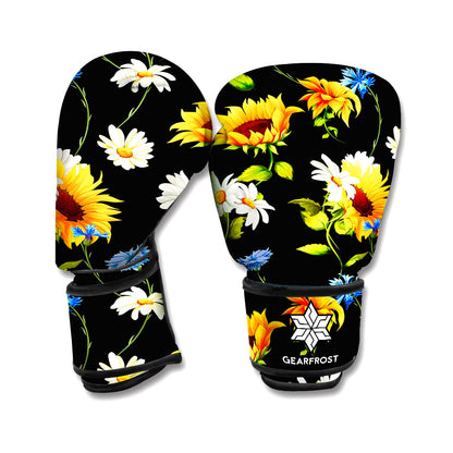 Sunflower Chamomile Pattern Print Boxing Gloves