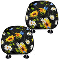 Sunflower Chamomile Pattern Print Car Headrest Covers