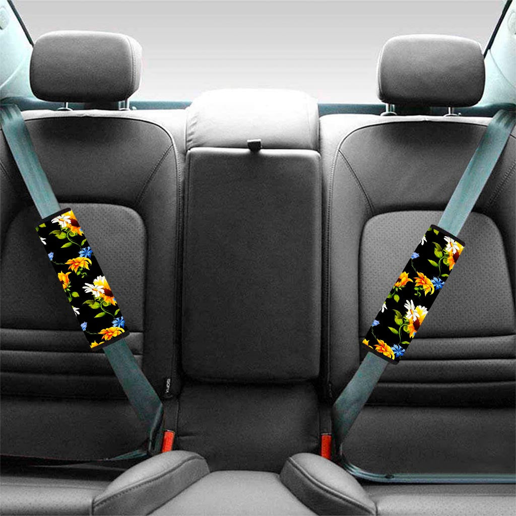 Sunflower Chamomile Pattern Print Car Seat Belt Covers