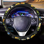 Sunflower Chamomile Pattern Print Car Steering Wheel Cover