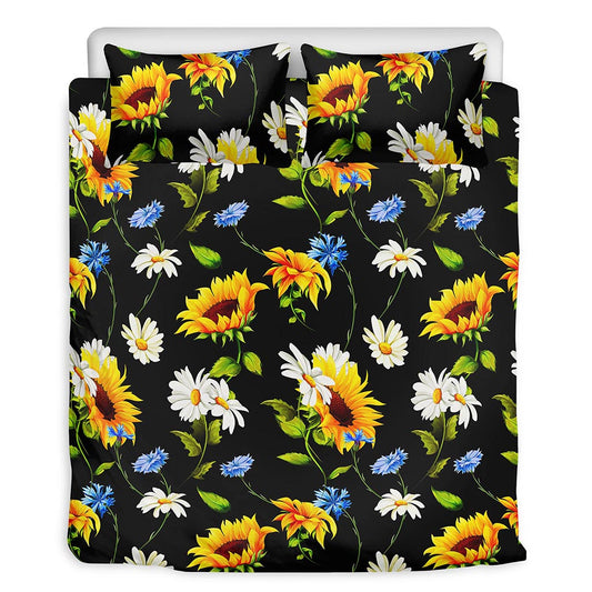 Sunflower Chamomile Pattern Print Duvet Cover Bedding Set