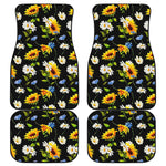 Sunflower Chamomile Pattern Print Front and Back Car Floor Mats