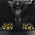 Sunflower Chamomile Pattern Print Front and Back Car Floor Mats