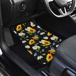 Sunflower Chamomile Pattern Print Front and Back Car Floor Mats