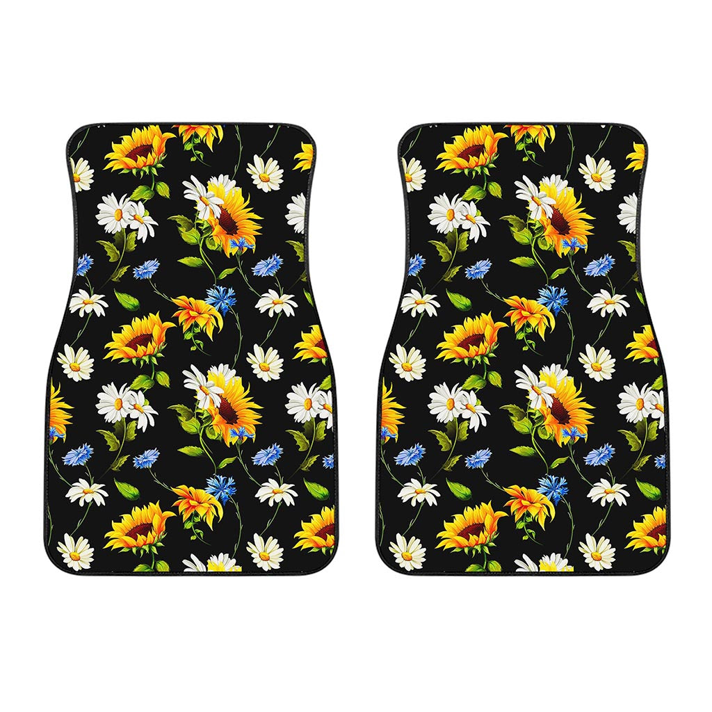 Sunflower Chamomile Pattern Print Front Car Floor Mats