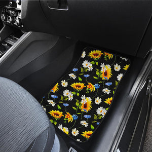 Sunflower Chamomile Pattern Print Front Car Floor Mats
