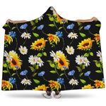 Sunflower Chamomile Pattern Print Hooded Blanket