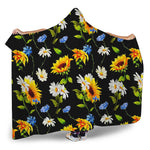 Sunflower Chamomile Pattern Print Hooded Blanket