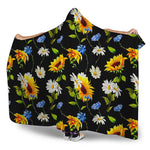 Sunflower Chamomile Pattern Print Hooded Blanket