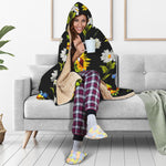 Sunflower Chamomile Pattern Print Hooded Blanket