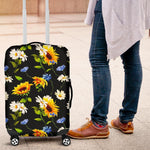 Sunflower Chamomile Pattern Print Luggage Cover GearFrost