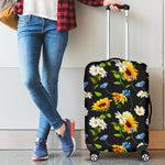 Sunflower Chamomile Pattern Print Luggage Cover GearFrost
