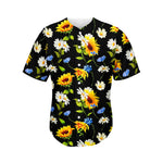 Sunflower Chamomile Pattern Print Men's Baseball Jersey
