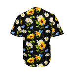 Sunflower Chamomile Pattern Print Men's Baseball Jersey
