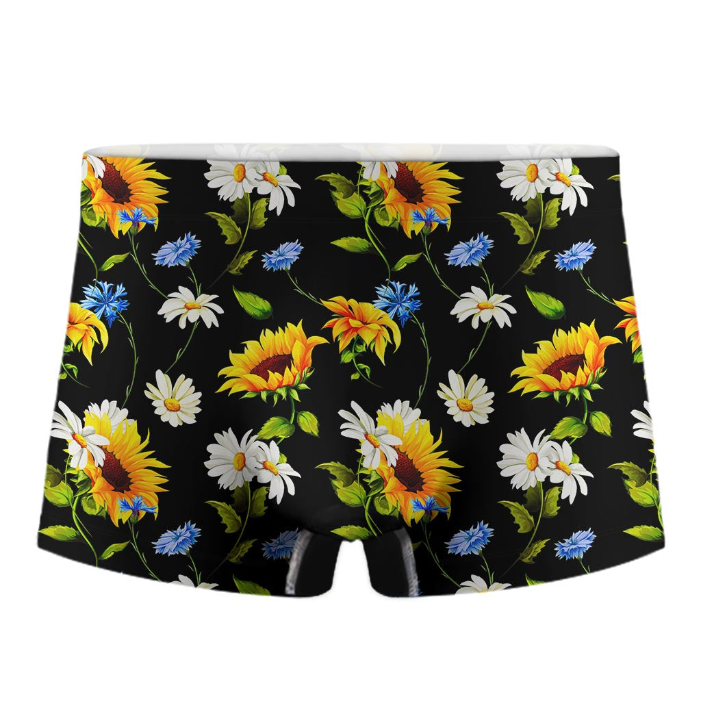Sunflower Chamomile Pattern Print Men's Boxer Briefs