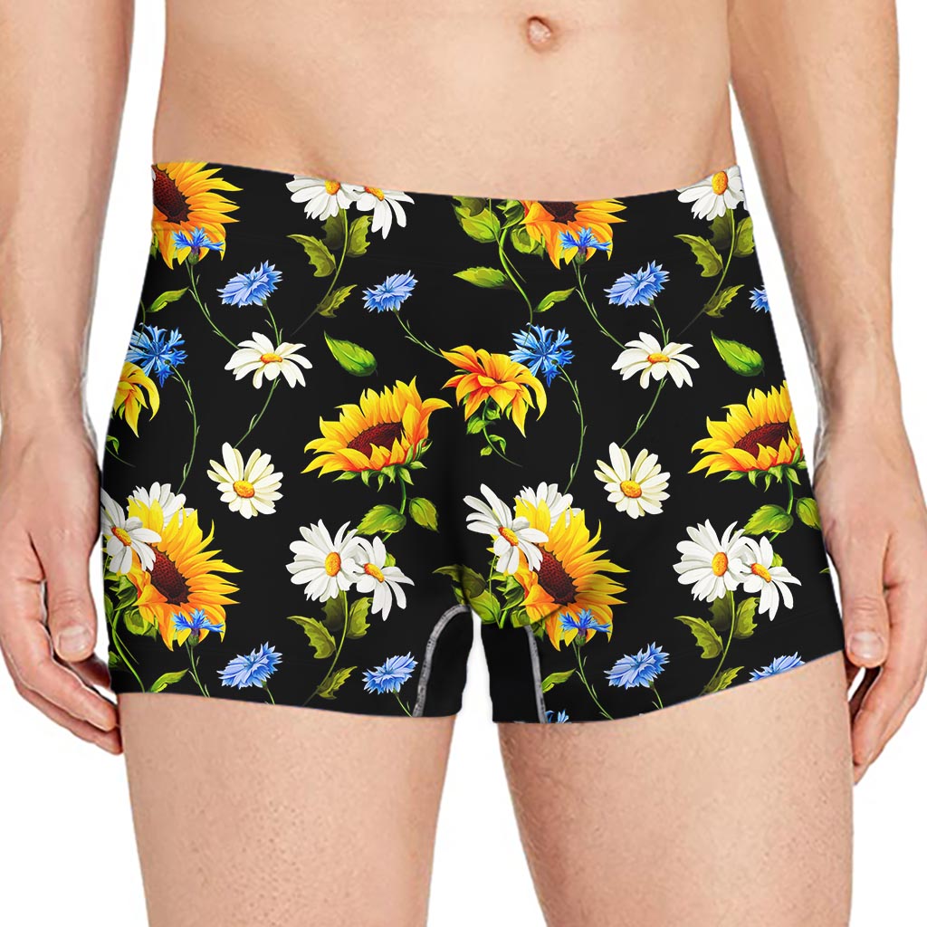 Sunflower Chamomile Pattern Print Men's Boxer Briefs