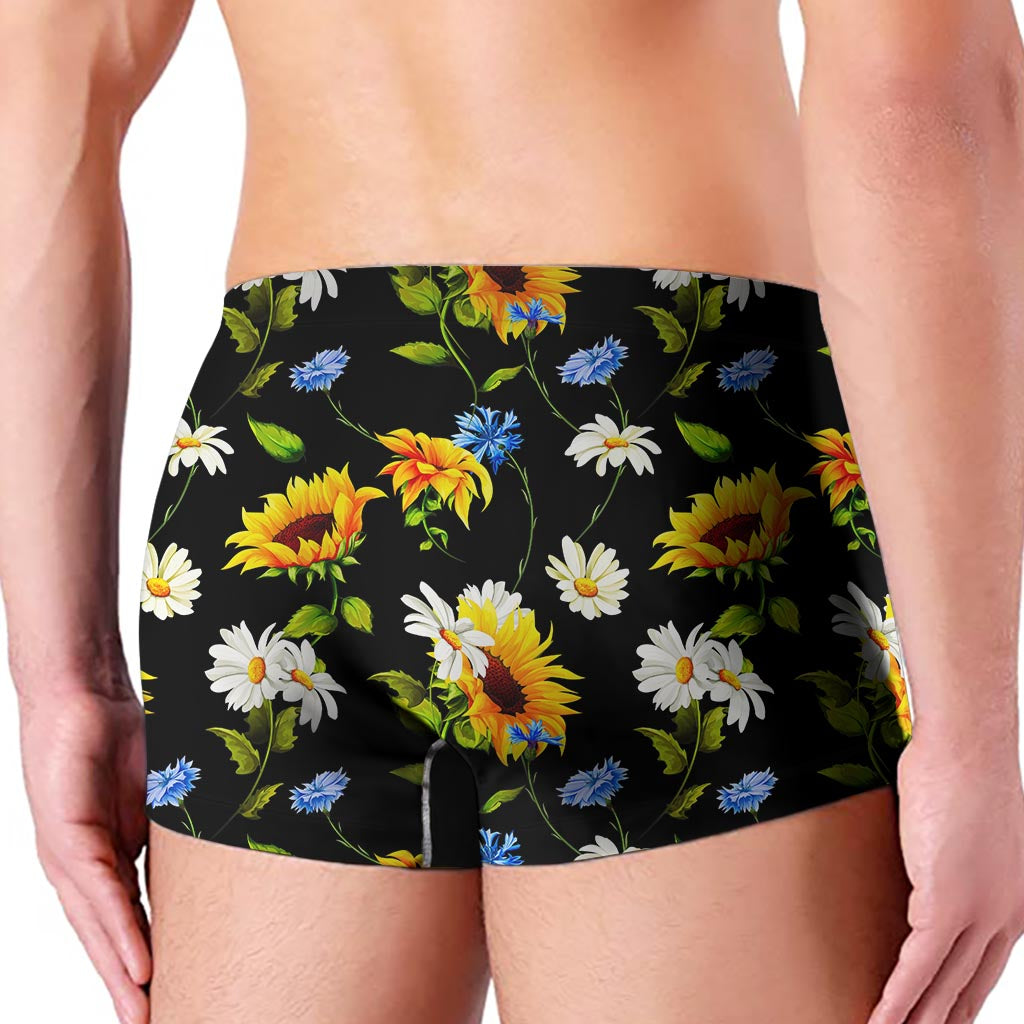 Sunflower Chamomile Pattern Print Men's Boxer Briefs
