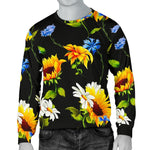 Sunflower Chamomile Pattern Print Men's Crewneck Sweatshirt GearFrost