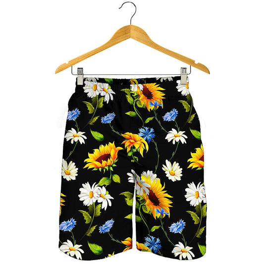 Sunflower Chamomile Pattern Print Men's Shorts
