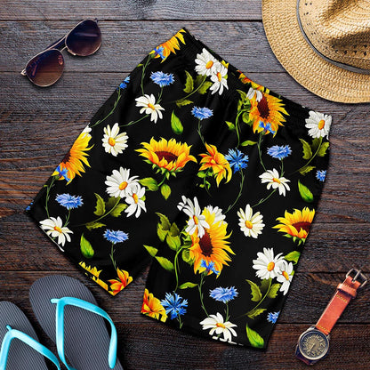 Sunflower Chamomile Pattern Print Men's Shorts