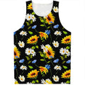 Sunflower Chamomile Pattern Print Men's Tank Top