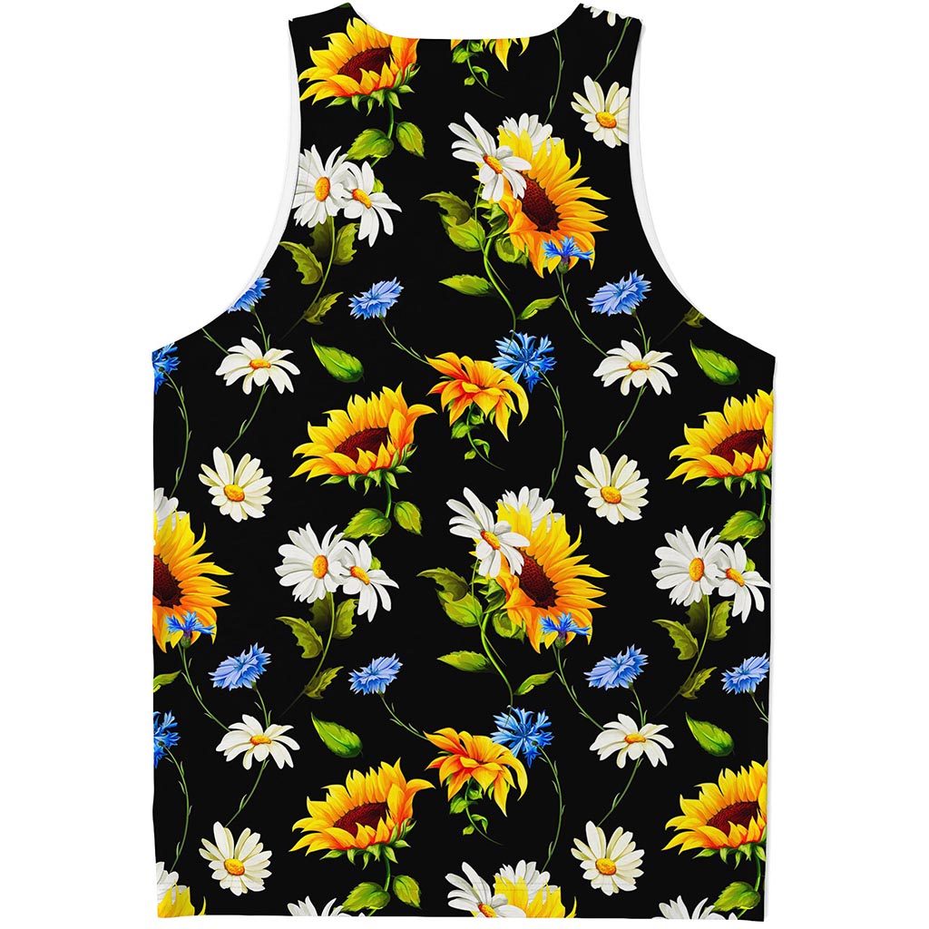 Sunflower Chamomile Pattern Print Men's Tank Top