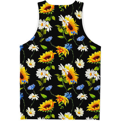 Sunflower Chamomile Pattern Print Men's Tank Top