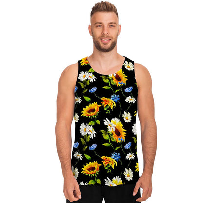 Sunflower Chamomile Pattern Print Men's Tank Top