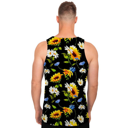Sunflower Chamomile Pattern Print Men's Tank Top