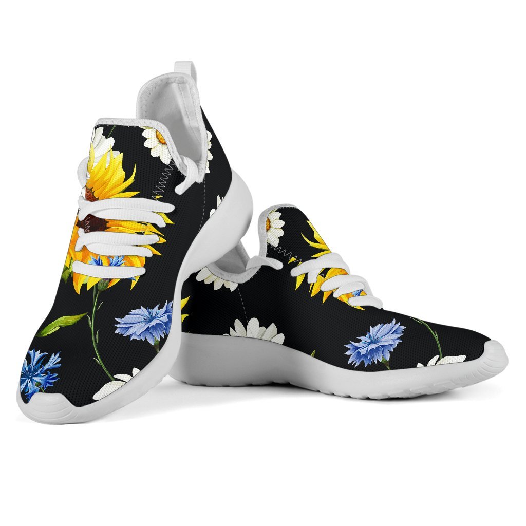 Sunflower Chamomile Pattern Print Mesh Knit Shoes GearFrost