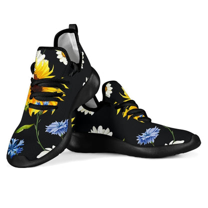 Sunflower Chamomile Pattern Print Mesh Knit Shoes GearFrost