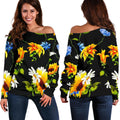 Sunflower Chamomile Pattern Print Off The Shoulder Sweatshirt